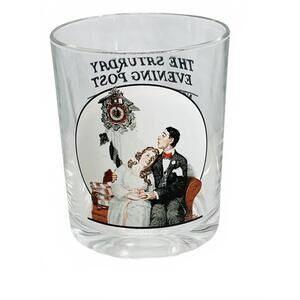 Vintage Norman Rockwell Tumbler Whiskey Glass - Courting at Midnight Glass